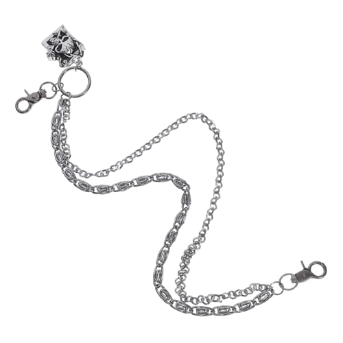LIFKOME Punk Hosenkette Herren Doppelstöckige Metall Ketten mit Totenkopf Design Multilayer Jeans Kettengürtel Hip Hop Goth Festival Halloween Zubehör von LIFKOME