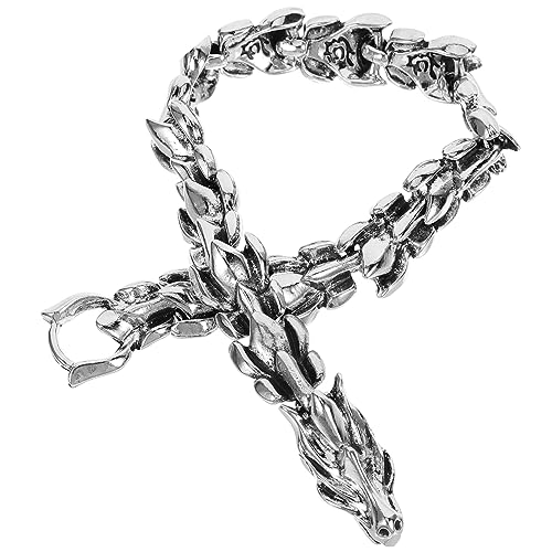 LIFKOME Punk Stil Herren Armband Drachenkopf Metall Armband Handgelenk Schmuck Vintage Dragon Wrist Chain für Männer Robustes Auffälliges Herrenhandgelenksschmuck von LIFKOME