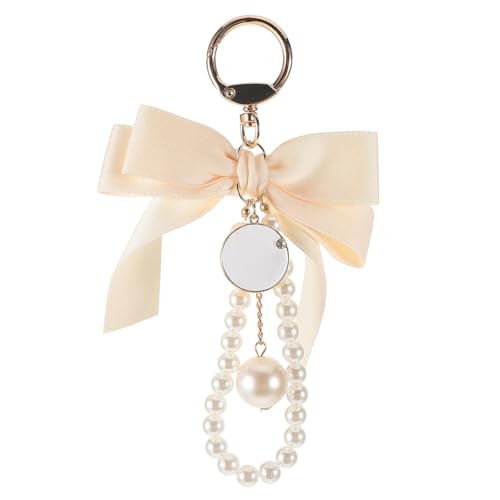 LIFKOME Quasten-Schleifen-Schlüsselanhänger Perlen-Auto-Schlüsselanhänger Süßer Charm-Anhänger Modischer Taschenanhänger Damen-Geldbörsen-Anhänger Charms Für Schlüssel Geldbörse von LIFKOME
