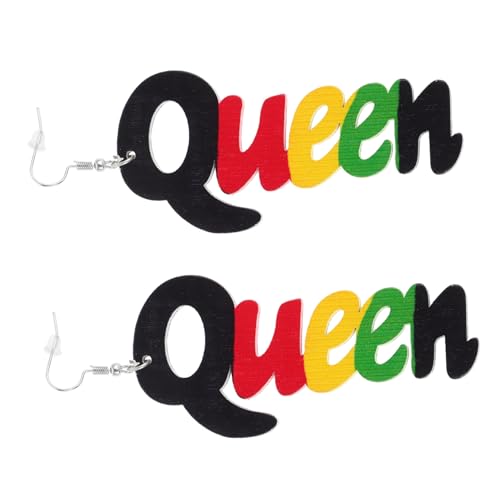 LIFKOME Ohrring Mit Buchstaben Königin Holz Tropfenohrring Ohrhänger Für Damen Ohrschmuck Ohrdekoration Königin Brief Ohrhänger von LIFKOME