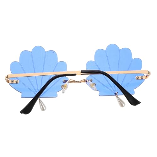 LIFKOME Randlose Muschel sonnenbrille Damen Herren mit UV schutz Stylischer Anhänger Rutschfester Sitz Modisch für Retro partys Strand und Ocean Party Accessoire von LIFKOME