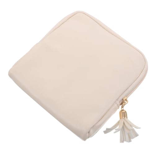 LIFKOME Reise Geldbörse Aus Pu Tasche Mit Quaste Lippenstift Kosmetik Kosmetik Make Up Damen Mädchen Beige Mädchen Wechselgeld – Stilvolle Reißverschlusstasche Etui von LIFKOME