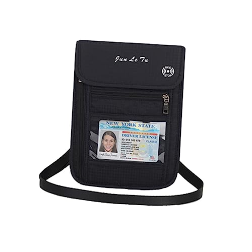 LIFKOME Holder Crossbody Bag Für Herren Und Damen Wasserdichtes Reise-Accessoire Mit Reißverschluss Für Sichere Aufbewahrung Von Reisepass Kreditkarten Und Kleingeld Schwarz von LIFKOME