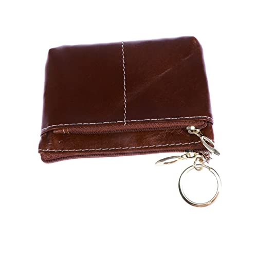 LIFKOME Vintage Damen Geldbörse Aus Leder Mit Schlüsselring Große Kapazität Doppelt Gefütterte Reißverschlusstasche Braun Für Karten Und Münzen von LIFKOME