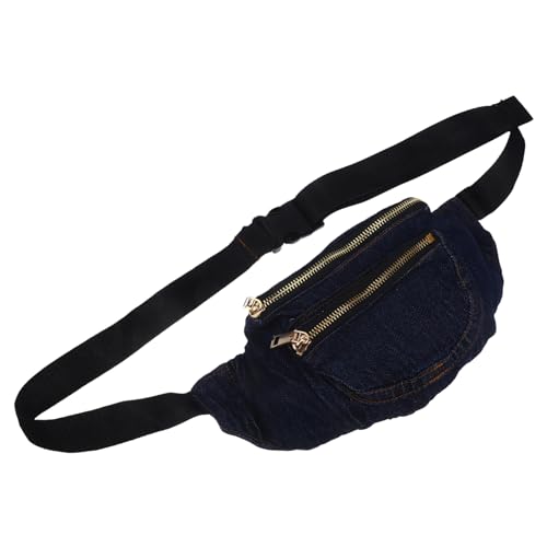 LIFKOME Retro -Denim -tailentasche Klein Kreuzen Jeans Tasche Für Frauen Körper Schulter Brust Damen Blau Mode Denim-gürteltasche Modisch Taille Stoff Blue Gewaschener Weicher Cowboy von LIFKOME