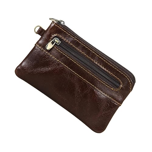 LIFKOME Herren Business Geldbörse Reißverschluss Herren Leder Geldbörse Modische Geldbörse für Männer Executive Handtasche Herren Reißverschlusstasche Leder Schokolade von LIFKOME