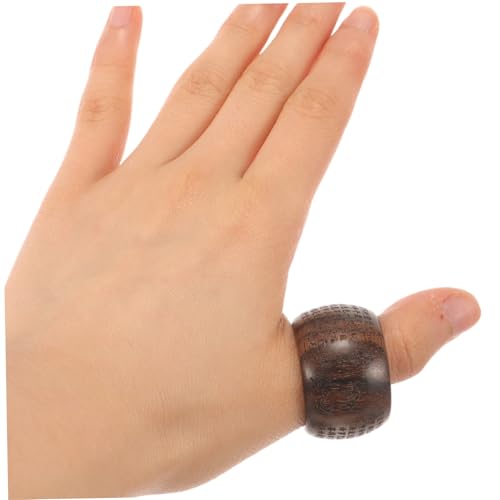 LIFKOME Retro Holz Daumenring mit Tigerstreifen Optik Buddhistischer Prajna Herz Stil Natürlicher Fingerschmuck für Damen und Herren Handgefertigt Komfortabel und Langlebig von LIFKOME