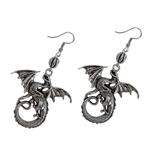 LIFKOME Retro Lange Ohrringe Damen mit Drachen Design Punkiger Stil Leichtes Langlebiges Legierungsmaterial Auffällige Ohrhänger für Festival Alltag und Halloween Ohrhänger für Frauen und von LIFKOME