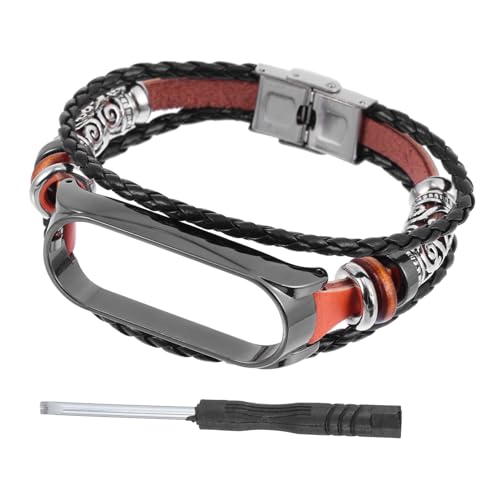 LIFKOME Retro Metall Perlen Armband Ersatz Vintage Lederarmband Ersatz Kompatibles Sport Smartwatch Armband für Damen und Herren Stilvoll und Sicher für Alltag und Reisen von LIFKOME