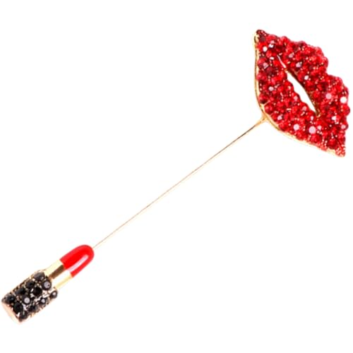 LIFKOME Rhinestone Brosche Lippenstift Design Rote Emaille Brosche für Damen Kleidung Schal und Rucksack Dekoration Modischer Ansteckpin aus Premium Legierung Vielseitiger Schmuck für von LIFKOME