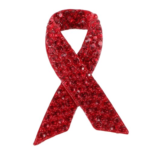 LIFKOME Rhinestone Brosche Rotes Band Anstecknadel Brustkrebs Awareness Schmuck für Frauen Welt Aids Tag Symbol Elegante Alloy Brosche für Pullover und Kleidung von LIFKOME