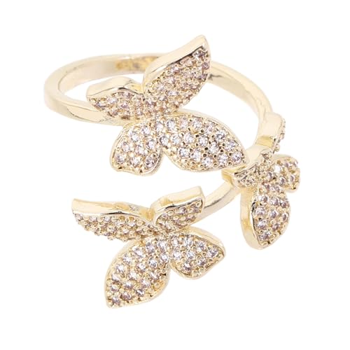 LIFKOME Schmetterlings-ring Für Frauen Offener Ring Mit Zirkonen Metall Finger Schmuck Festival Party Dekorative Ring Einzigartiger Damen Schmuck von LIFKOME
