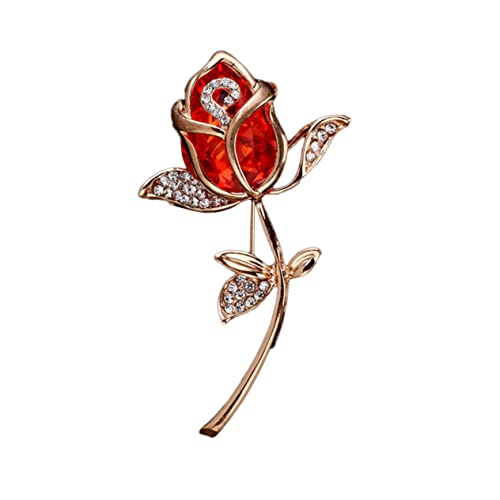 LIFKOME Rote Kristallglas Brosche Anstecknadel Leicht Lustiges Blumen Design Damen Kleidung Tasche Dekoration Muttertag von LIFKOME