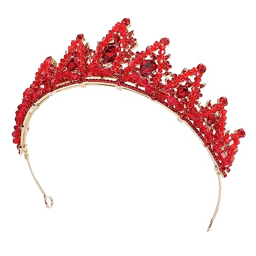 LIFKOME Rote Kristallkrone Tiara Damen Kopfschmuck Braut Hochzeit Haarschmuck Leicht und Komfortabel für Festliche Anlässe Wie Hochzeit Feier Aufführung von LIFKOME
