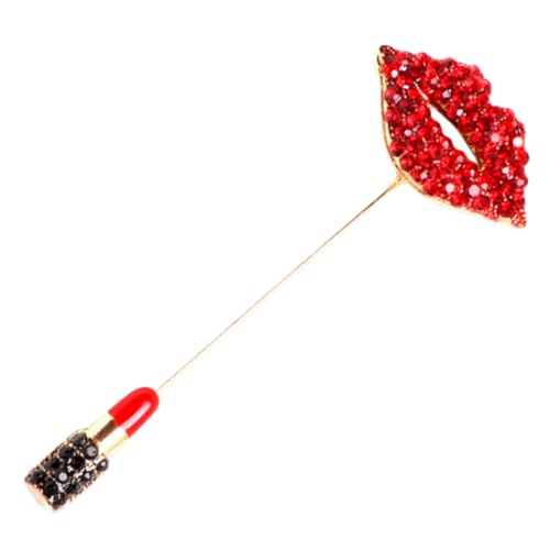 LIFKOME Rote Lippen Brosche mit Strasssteinen Emaille Pin für Kleidung Schal und Hut Langlebige Metall Anstecknadel Modisches Accessoire für Damen Sicherer Halt Kleiderschäden von LIFKOME