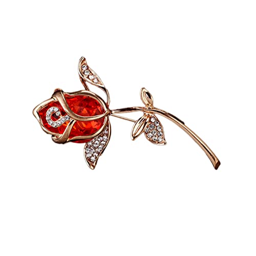 LIFKOME Rote Rosenbrosche mit Strasssteinen Dekorative Kleine Anstecknadel für Damen Leichter Schmuck für Kleidung und Tasche Originelles Muttertag von LIFKOME