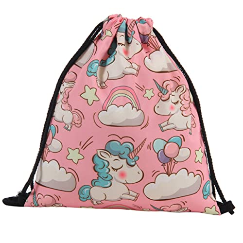 LIFKOME Rucksack Mit Kordelzug Einhorn-Muster Polyester-Aufbewahrungstasche Sport Und Outdoor-Rucksack Verstellbare Schultergurte Reisetasche Für Mädchen Und Frauen von LIFKOME