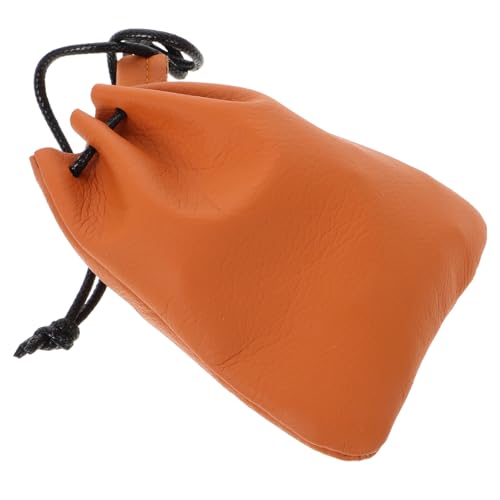 LIFKOME Geldbörse Aus Kunstleder Mit Kordelzug Vintage-münztasche -Organizer Wechselgeldhalter Kunstleder-Tasche Mit Kordelzug Für Herren Und Damen Braun von LIFKOME