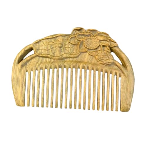LIFKOME Sandelholz Lotus Massagekamm Natürliche Kopfhautmassage Handgefertigter Sandelholzkamm mit Feinen Zähnen Sanfte Haarpflege für Frauen und Mädchen Zufällige Farbe Zufällige Farbe von LIFKOME
