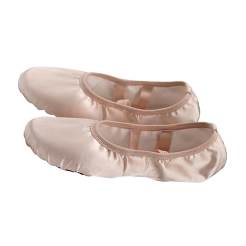 LIFKOME Satin Ballettschuhe mit Geteilten Ledersohlen Leichte und Tanzschläppchen für Damen Dehnbare Riemen Atmungsaktive Halbschuhe für Balletttraining und Aufführungen von LIFKOME