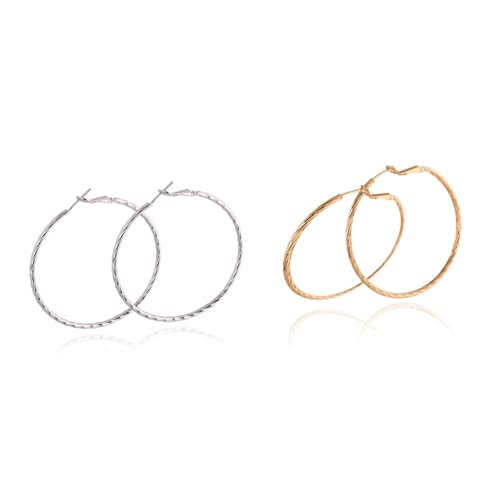 LIFKOME Schlichte Große Runde Creolen Ohrringe Damen Modische Metall Ohrschmuck Silberfarben Langlebig Vielseitig Geschenkideen Geburtstag Hochzeit Jubiläum von LIFKOME