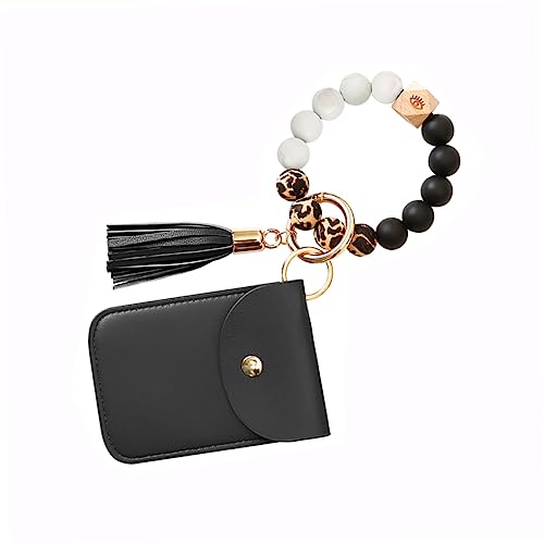 LIFKOME Multi-funktions Schlüsselanhänger Armband Mit Kartenhalter Und Holzperlen Accessoire Für Outdoor-aktivitäten Und Funktional Für Alltag Und Freizeit von LIFKOME