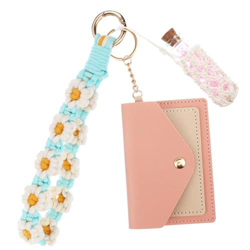 LIFKOME Schlüsselanhänger Geldbörse Set Mit Kartenhalter Und Lippenstiftbeutel Süßer Handgelenk Schlüsselbund Für Multifunktional Und Handgefertigt Für Alltag von LIFKOME