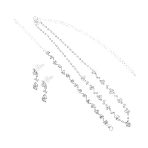LIFKOME Schmuckset Damen Teilig Rhinestone Halskette Armband Ohrringe Glänzend Elegant Leicht Für Abendkleid Party Brautschmuck von LIFKOME