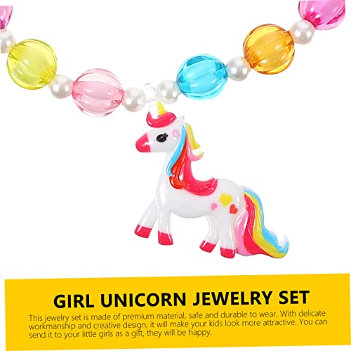 LIFKOME Schmuckset Einhorn Weiß mit Ring Armband Halskette Ohrringe für Mädchen Party Kostüm Alltag Langlebig Leicht und Modisch von LIFKOME