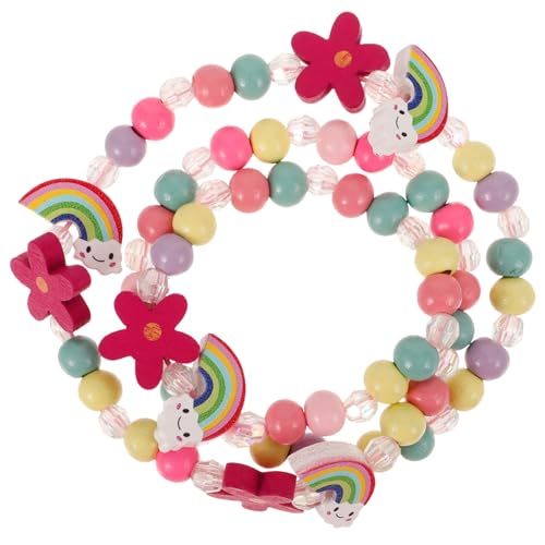 LIFKOME Schmuckset Holz Perlenarmband und Halskette für Mädchen Leichtes Hautfreundliches Regenbogen set Langlebig und Vielseitig Geschenk für Geburtstagsfeier und Alltag von LIFKOME