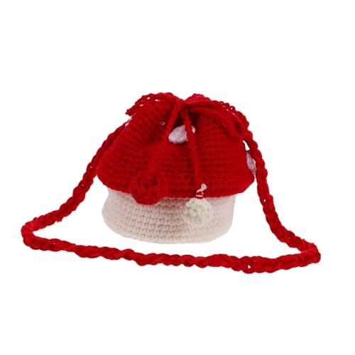 LIFKOME Pilzform Tasche Gehäkelte Umhängetasche Mit Häkelmuster Mini-geldbörse Süße Münztasche Sattel-umhängetasche Für Kleinkinder Handtaschen Für Damen Geeignet Für Einkaufen von LIFKOME