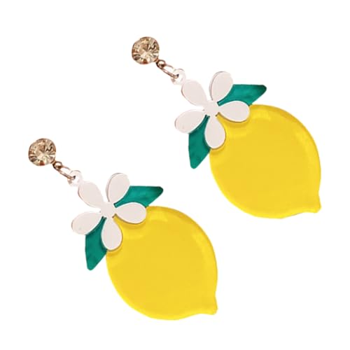 LIFKOME Silber Lemon Blütenohrringe mit Funkelnden Strasssteinen Modische Kreative Frucht ohrstecker in Sommerlichem Gelb Leicht und Auffällig für Damen Partys und Besondere Anlässe von LIFKOME