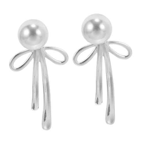 LIFKOME Silber Ohrstecker Damen Schleifenohrringe mit Perlen Vintage Schmuck für Geburtstag Valentinstag Weihnachten Leichte Vielseitige Ohrhänger von LIFKOME