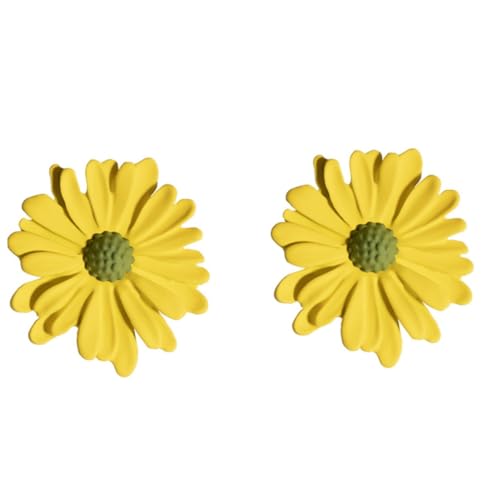 LIFKOME Silber Ohrstecker Kleine Gelbe Blütenform Ohrringe Damen Modisch Kreativ Alltag Party Schmuck von LIFKOME