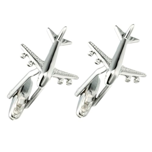 LIFKOME Silberne Manschettenknöpfe Herren Originelle Flugzeug form Poliert mit Abgerundeten Kanten Robuste Hemd accessoires für Anzüge Uniformen Vielseitig und Langlebig von LIFKOME