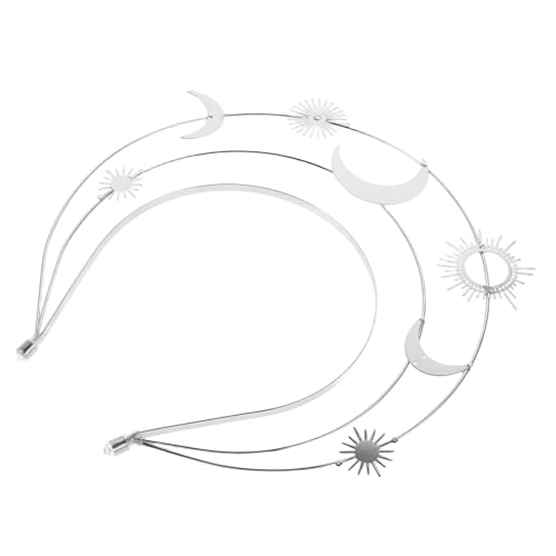 LIFKOME Silbernes Sunburst Headband mit Mond und Sternen Leichter Bequemer Goddess Haarreif für Party Hochzeit Geburtstagsfeier Handgefertigtes Dreilagiges Stirnband Modischer von LIFKOME