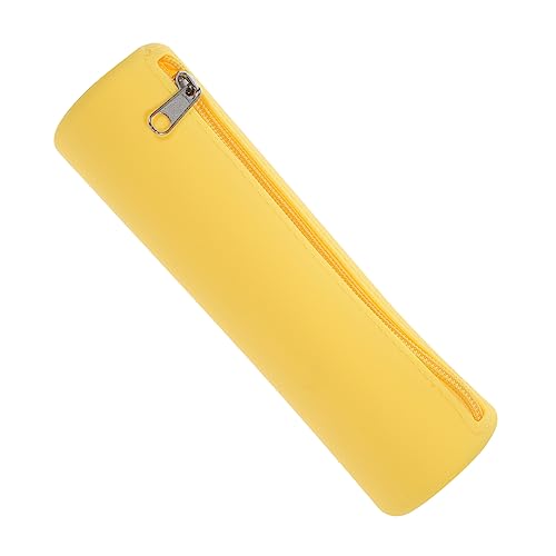 LIFKOME Silikon Kosmetiktasche mit Reißverschluss Tragbarer Make Up Pinsel Organizer für Reisen Flexibler Leichter Make Up Aufbewahrungsbeutel Leuchtendem Gelb von LIFKOME