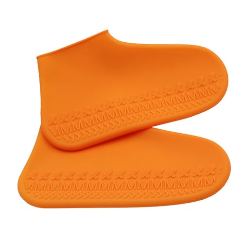 LIFKOME Silikon Überschuhe Unisex rutschfest Verdickt Strapazierfähig Schuhüberzieher Für Regen Outdoor Wanderschuhe Schutz Orange von LIFKOME