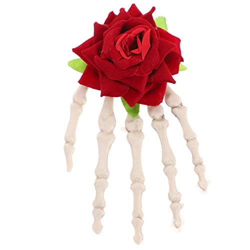 LIFKOME Skelett-haarnadel Mit Rosen Halloween-accessoire Für Damen Krallen-form Befestigbar Im Haar Kleidung von LIFKOME