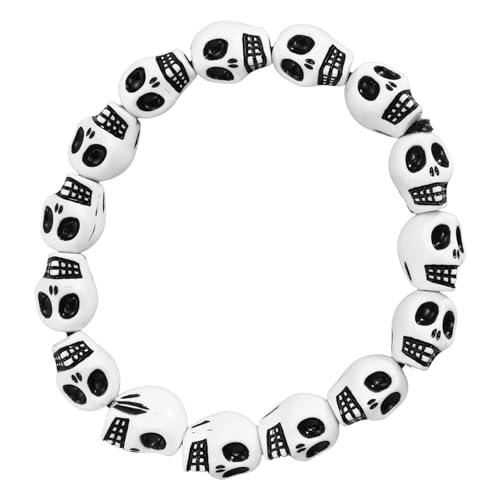 LIFKOME Skull Bead Armband für Halloween und Besondere Anlässe Extravaganter Schmuck mit Weißen Schädelperlen Modisches Herren und Damenarmband für und Festivals von LIFKOME