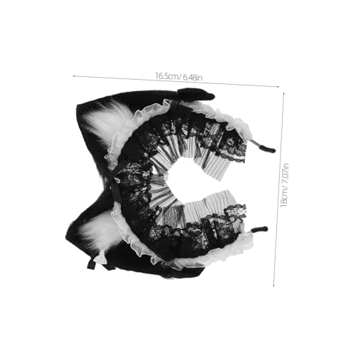 LIFKOME Spitzen Stirnband Mit Katzenohren Cosplay Kopfbedeckung Kostümparty Dekoration Süßes Spitzen Stirnband Plüsch Lolita Haarband Damen Haarband von LIFKOME