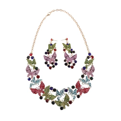 LIFKOME Statement Schmuckset Schmetterling Anhänger Halskette Ohrhänger Choker Schmuck für Hochzeit Gala Party Damen Hypoallergen Langlebig von LIFKOME
