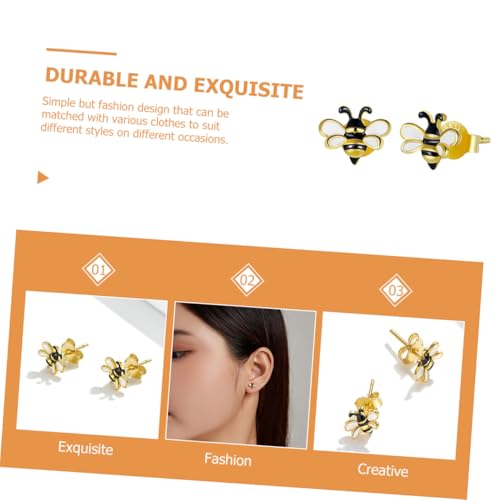 LIFKOME Sterlingsilber Bienen Ohrstecker für Damen und Mädchen Modische Bienenschmuck Eleganter Schwarzer Emaille design Vielseitige Ohrringe Passend zu Casual und Festlichen Anlässen von LIFKOME
