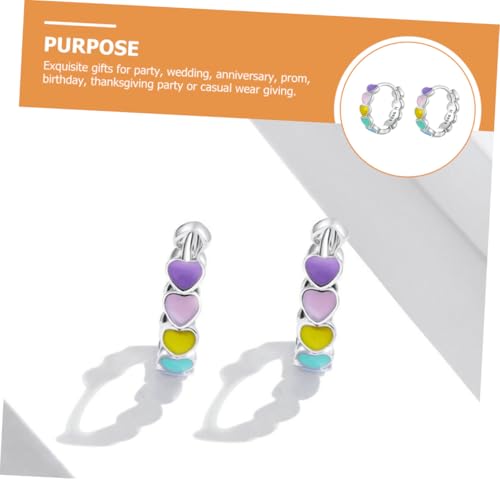 LIFKOME Sterlingsilber Herz Ohrstecker Regenbogenfarben Damen Ohrschmuck Retro Stil Elegant Einzigartig Modisch Geschenk für Frauen Alltag Hochzeit Party von LIFKOME