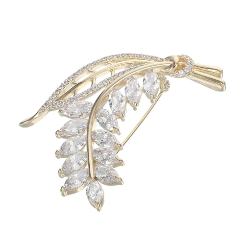 LIFKOME Strass-Brosche: Weizenähren-Etikettennadel für Damen – funkelnder Blattbroschenschmuck für Anzüge/Kleider und Thanksgiving-Feiern von LIFKOME