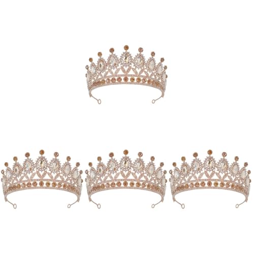 LIFKOME Strass-Krone 4 Stück Diademe Und Kronen Für Frauen Tiara Festzug Abschlussball Krone Hochzeit Braut-Tiara Für Geburtstag Cosplay Party Feier Golden von LIFKOME