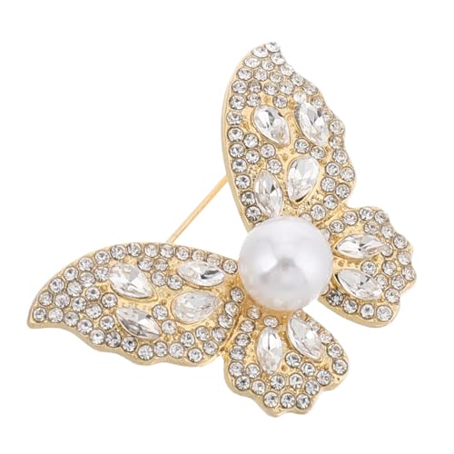 LIFKOME Strass Schmetterlingsbrosche Damen Eleganter Kristallbesatz Langlebige Zinklegierung Modische Anstecknadel für Kleid Schal Party und Bankett Funkelnde Brosche für Festliche von LIFKOME