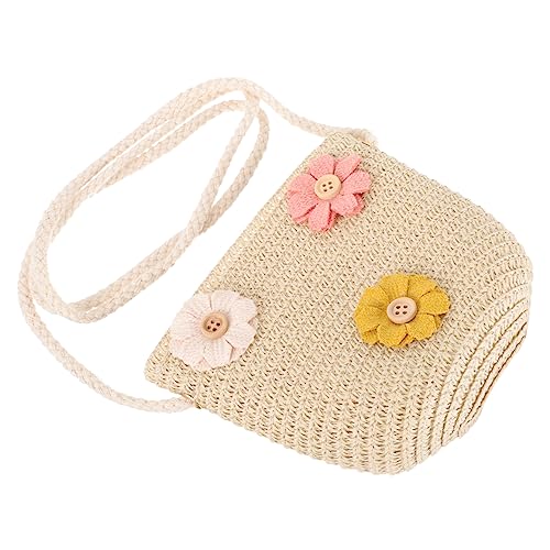 LIFKOME Stricktasche für Kinder Geldbörse für kleine Mädchen kleine gewebte Tasche Umhängetasche Schultertasche gewebte Kindertasche Sommer handgewebte Taschen Mode Sommertasche Strohsack von LIFKOME