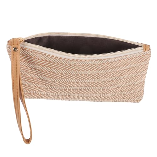 LIFKOME Frauen Geldbörse Geflochtenem Stroh Kleine Clutch Mit Reißverschluss Und Handgelenkband Für Strand Und Freizeit Für Münzen Karten Und Kleine Gegenstände von LIFKOME