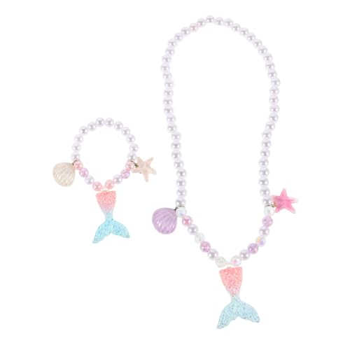 LIFKOME Süßes Meerjungfrau Schmuckset für Mädchen mit Perlenarmband und Halskette Verarbeitet Vielseitig Kombinierbar für Kindergeburtstag und Verkleidungsspiel von LIFKOME